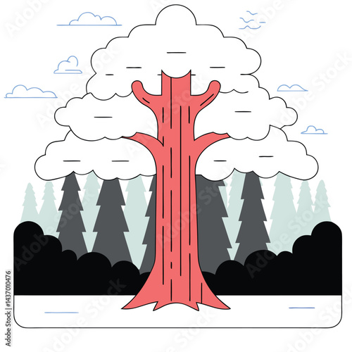 Majestic Trees and Forest Icons  sitka-spruce, ironwood, mesquite, sequoia, giant redwood, monkey puzzle, black walnut, kapok, coast redwood, douglas fir