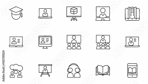 set of e learning related line icons  education  o (1).eps