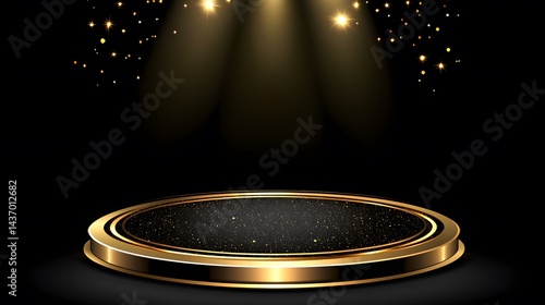 Elegant Black Gold Glitter Stage Podium Background