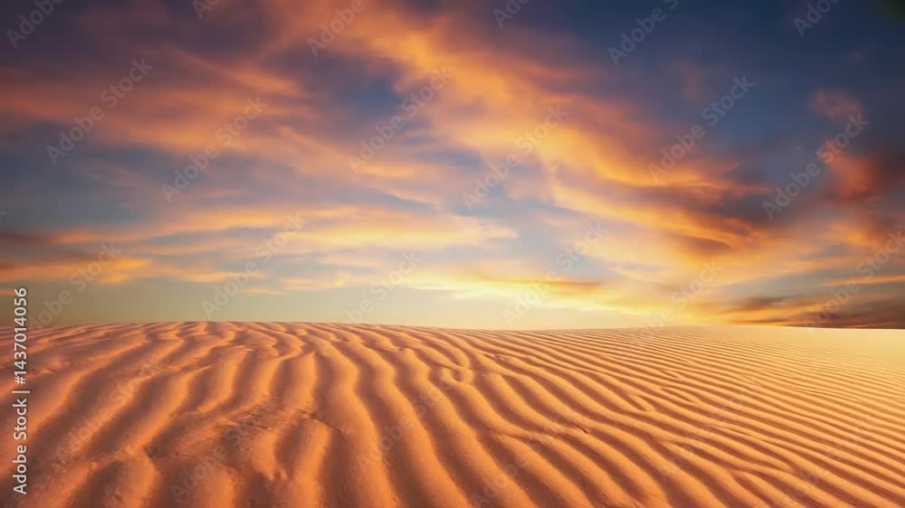 Vibrant sunset over undulating sand dunes in a desert landscape Vibrant sunset over undulating sand dunes in a desert landscape