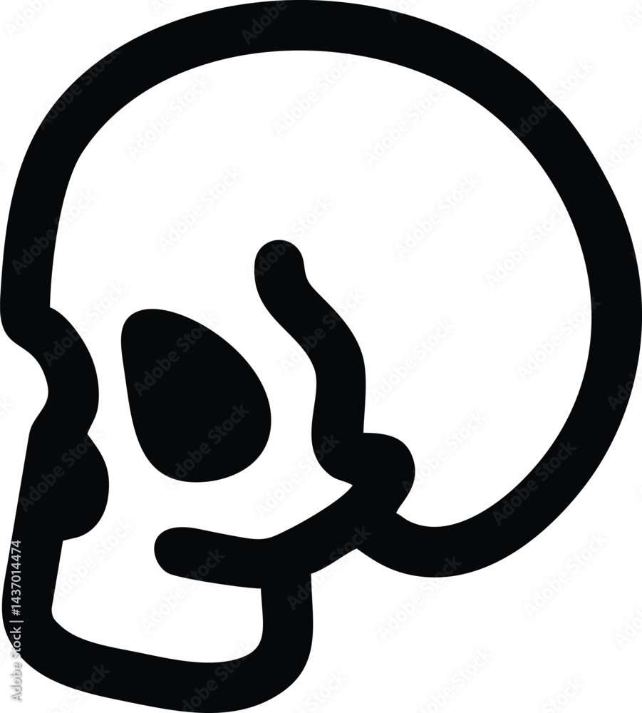 Obraz premium Cartoonish skull in bold outline