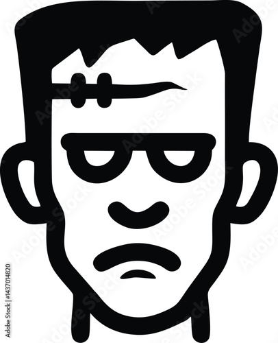 Grotesque visage with forehead fasteners