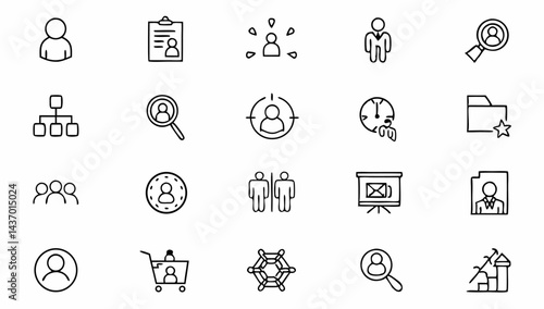 set of headhunting related line icons  hiring  rec.eps