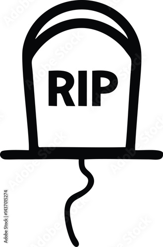 Tombstone with RIP text and string