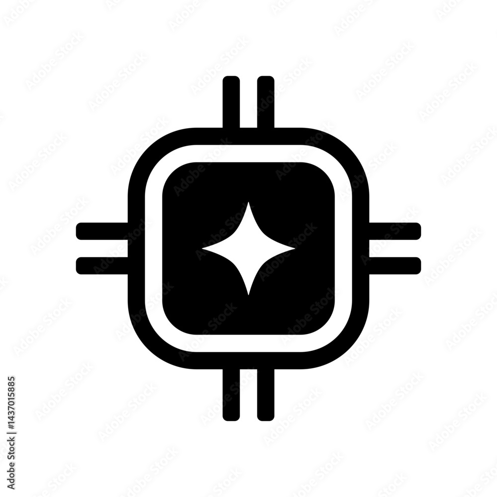 Obraz premium AI processor vector icon. Artificial intelligence chip silhouette design for bussiness and technology