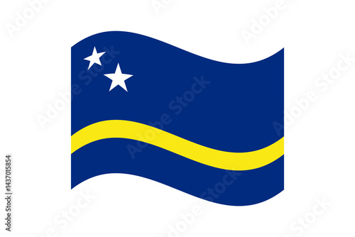 Flag of Curacao. Curacao wavy flag digital vector illustration. Fluttering flag.