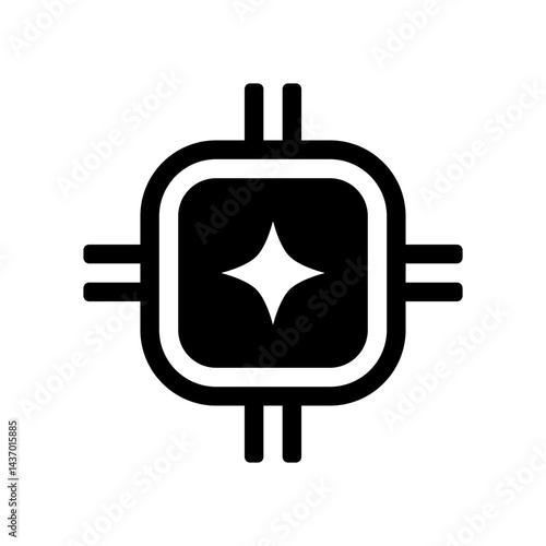 AI processor vector icon. Artificial intelligence chip silhouette design for bussiness and technology