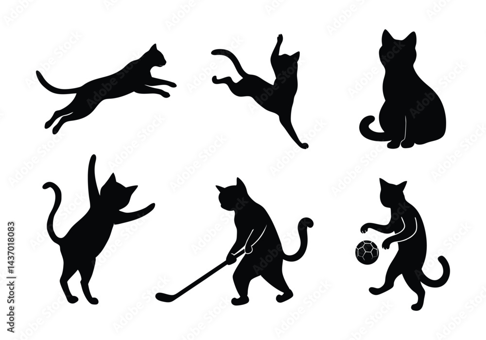 cat silhouette collection, black cat vector illustration. cat silhouette collection, black cat vector illustration.