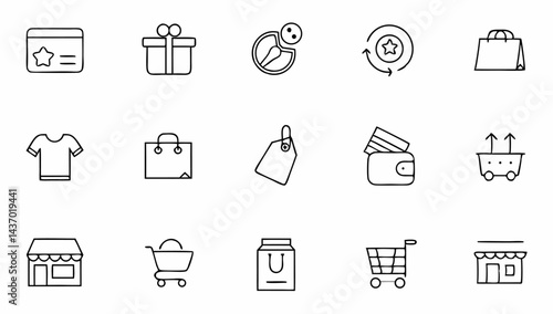 set of online shopping related line icons  commerc.eps