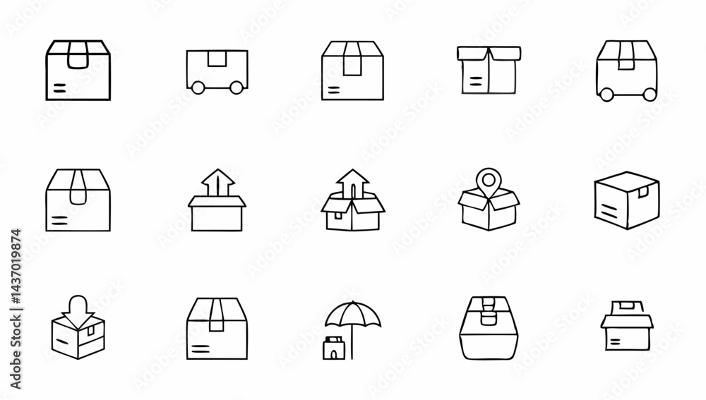 set of package related line icons delivery parce.eps set of package related line icons delivery parce.eps