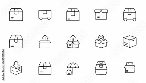 set of package related line icons  delivery  parce.eps