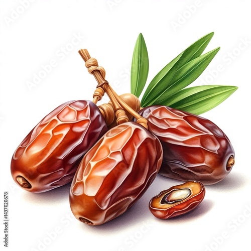 Date fruir digital painting watercolor illustration, isolated on white background