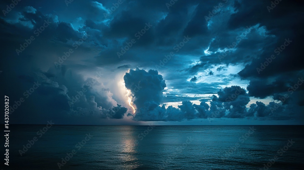 Fototapeta premium A tropical thunderstorm over the ocean