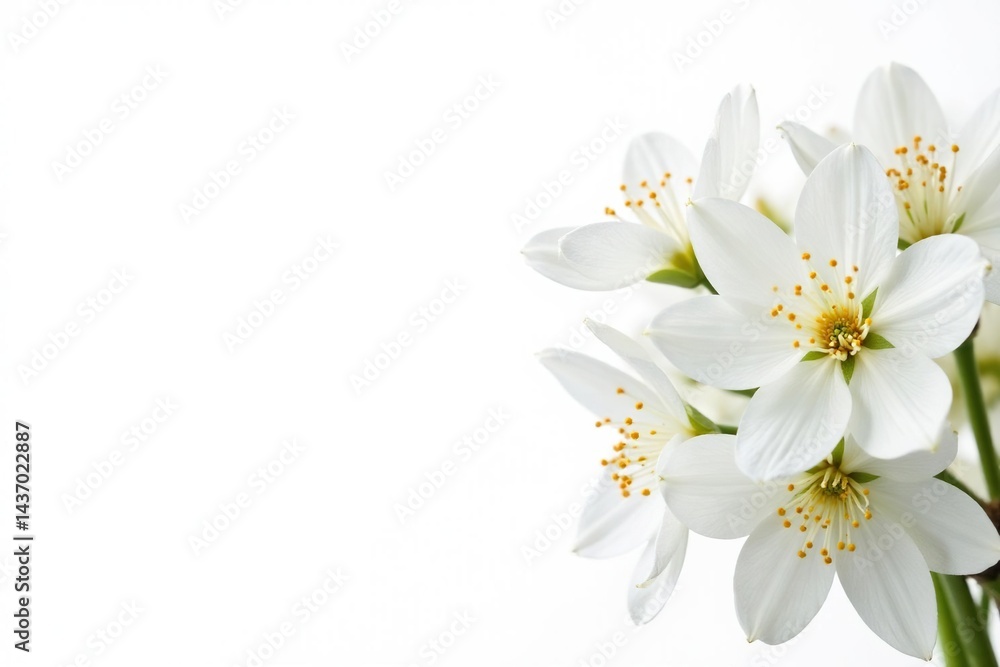 Obraz premium Delicate white blossoms against pure white background, image, nature, elegant