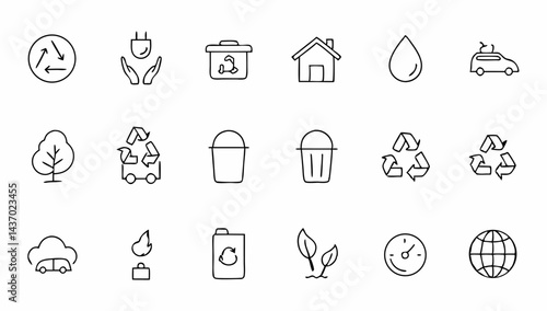 set of recycling related line icons  eco  save  re.eps