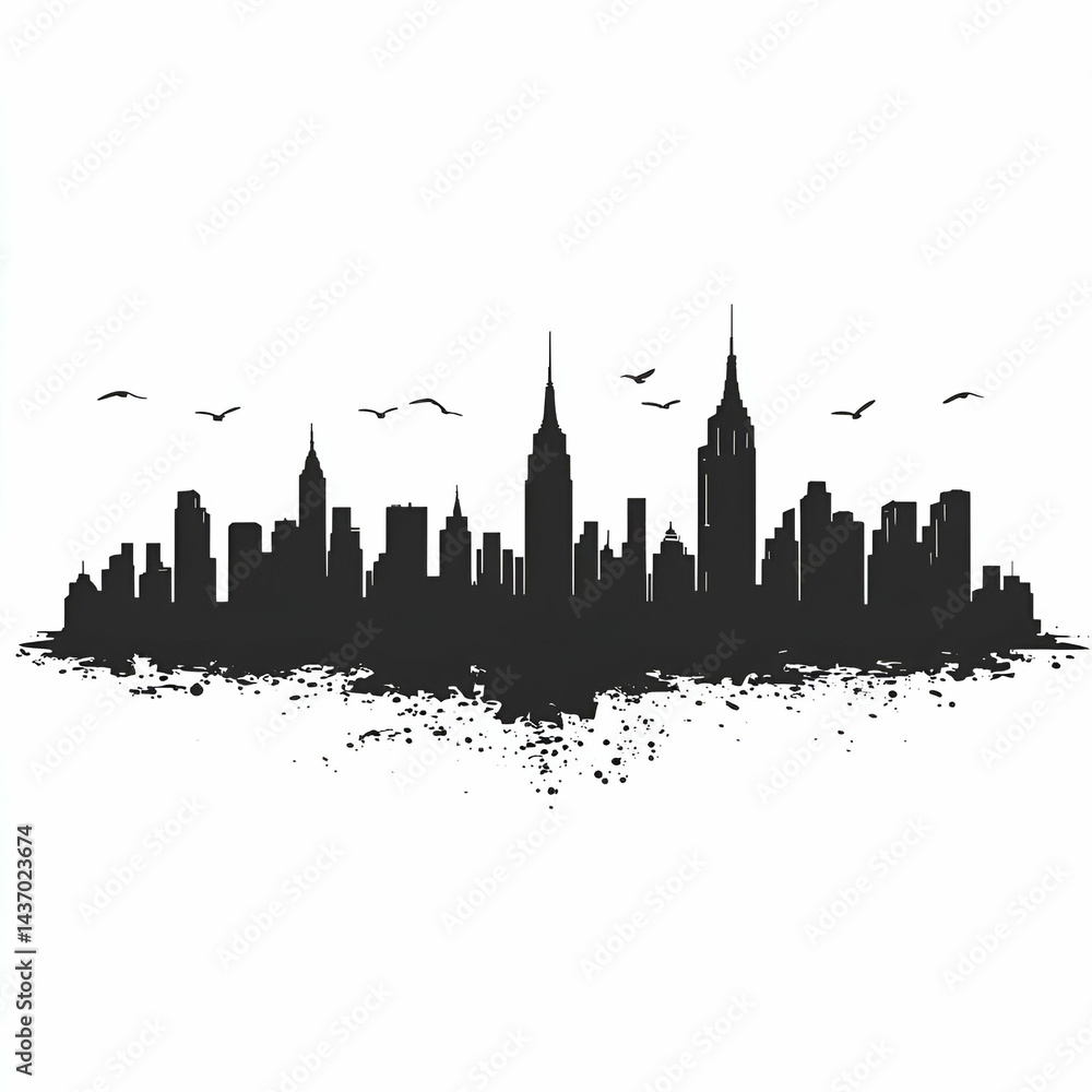 Naklejka premium Urban skyline silhouette graphic design