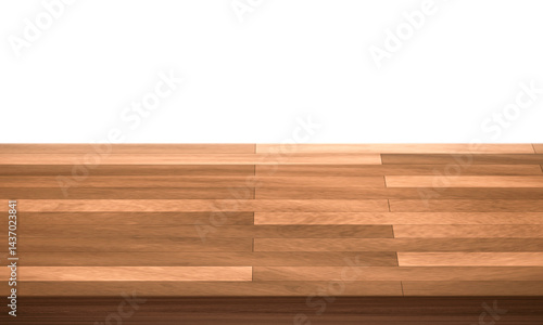 View of wood or wooden table top corner Isolated on white background