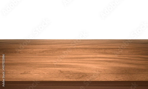 View of wood or wooden table top corner Isolated on white background