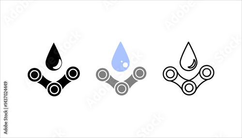 Lubricant oil drop and gear icon design isolated on white background. Vector illustration