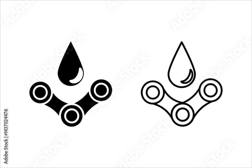 Lubricant oil drop and gear icon design isolated on white background. Vector illustration