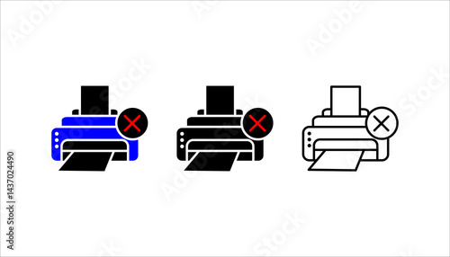 Broken printer icon set. simple vector. Ink cartridge filling. Design can trash . vector illustration, pictogram isolated on white background. color editable