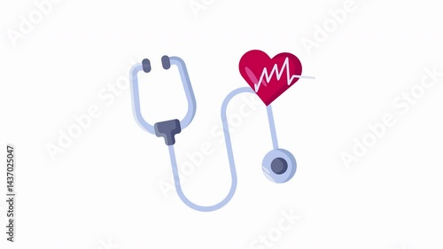 Animated Stethoscope with Heartbeat Icon | Cardiology & Medical Checkup Loop Animation