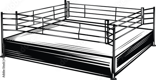 Boxing ring icon in black style, isolated on a white background. Stock vector illustration of a boxing symbol.Vector illustration of a boxing ring symbol in black style on a white background.