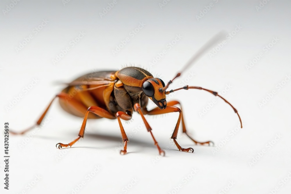 Fototapeta premium Close-up of a single insect on pure white background, zoology, closeup, wildlife