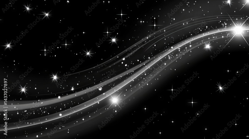 Obraz premium Stunning Black and White Starry Night Sky Background on black background