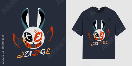 Grunge bunny doll brush stroke print. Urban grunge street typography and graphics. Vector illustration design for t-shirt slogan, tee, fashion graphics, prints, t-shirts and hoodies.