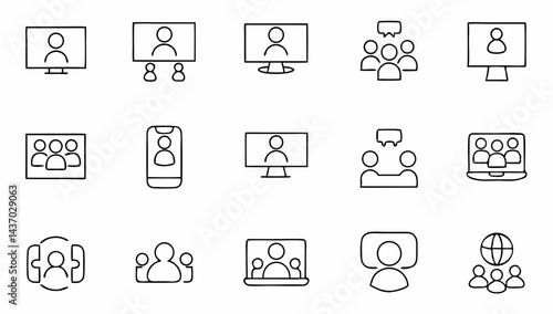 set of video conference line icons  meeting  onlin (2).eps