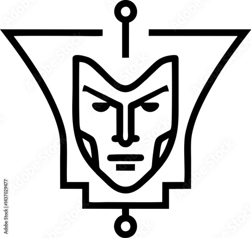 Sternfaced mask sharp features geometric design