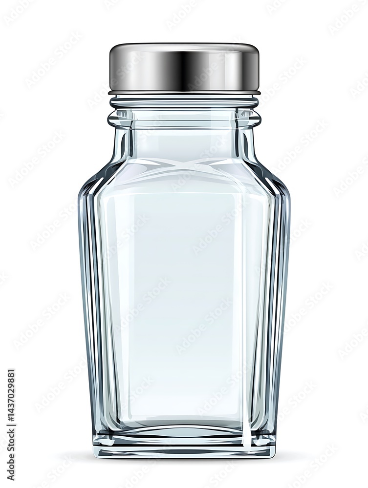Clear glass salt shaker with silver lid Clear glass salt shaker with silver lid