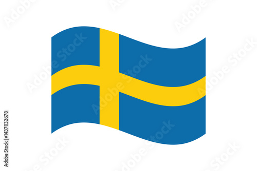 Flag of Sweden. Sweden wave flag digital vector illustration. Fluttering flag.