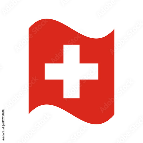 Flag of Switzerland. Switzerland wave flag digital vector illustration. Fluttering flag.