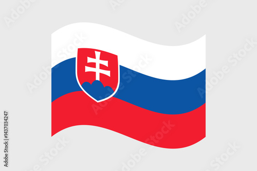 Flag of Slovakia. Slovakia wavy flag digital vector illustration. Fluttering flag.