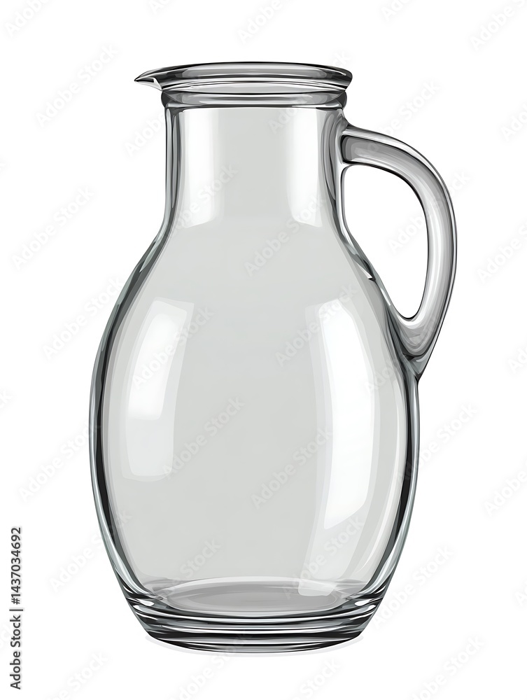 A clear glass pitcher with a handle, perfect for serving beverages A clear glass pitcher with a handle, perfect for serving beverages