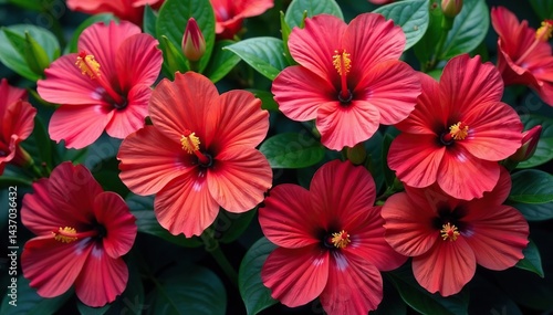 Wallpaper Mural Bold vibrant hibiscus blooms in a tropical style, dense arrangement , vibrant, summer Torontodigital.ca