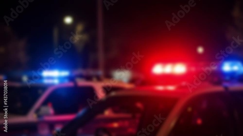 Nighttime Emergency Vehicles City Street Blurred Lights