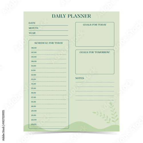 Modern and simple template for daily planner with soft pastel color of digital planner 2
