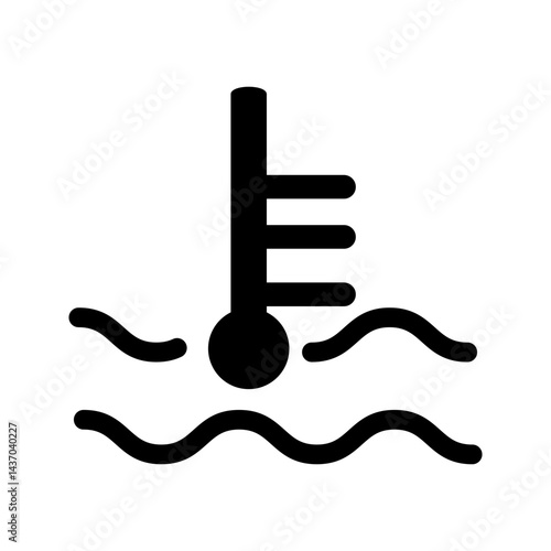 black thin line water temperature indicator icon. flat stroke trend modern logotype graphic art design isolated on white. concept of vehicle panel element for temp conditioner system or coolant pump