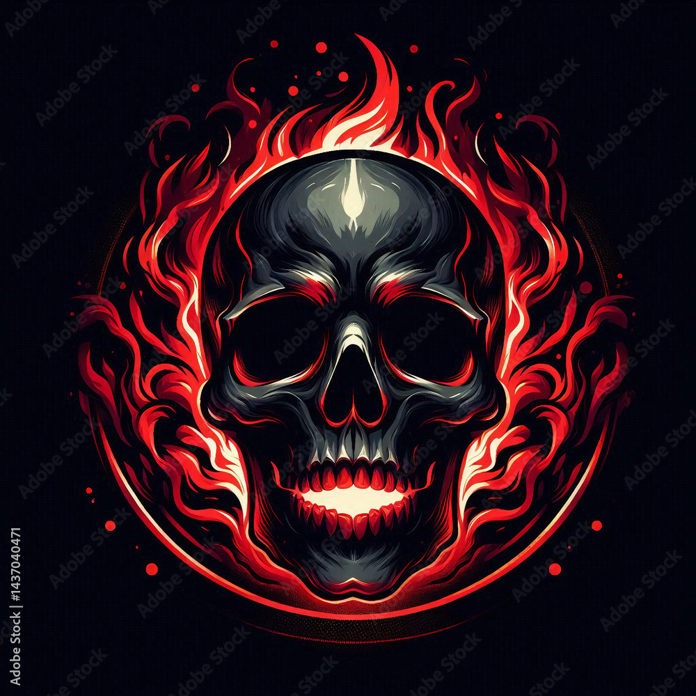 Stylized Death Skull with Red Energy Stylized Death Skull with Red Energy