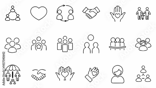 big set of core values related icons  caring  coll.eps
