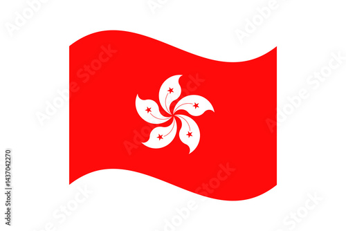 Flag of Hong Kong. Hong Kong wavy flag digital vector illustration. Fluttering flag.