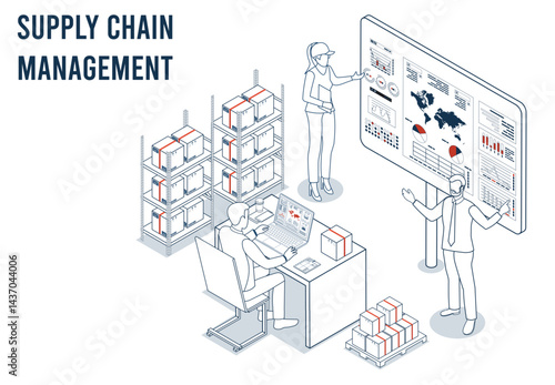 Supply Chain Management SCM Coordinated delivery of goods or services via integrated logistics fleet, warehouse, materials, inventory, demand often using real-time software.