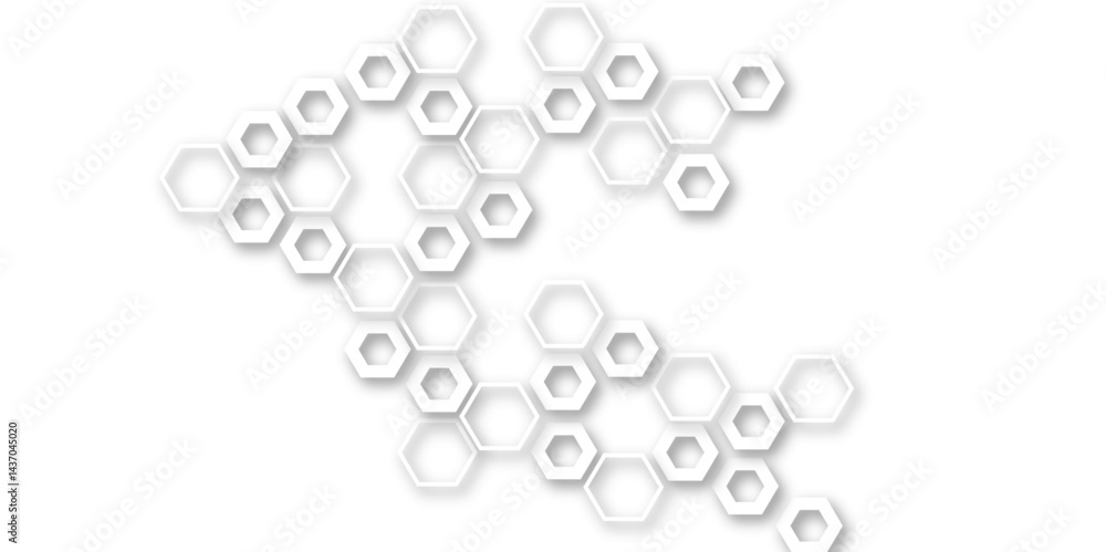 Abstract white and grey hexagon technology geometric pattern concept white background. Use for template, wallpaper, website vector illustration.
Abstract white and grey hexagon technology geometric pattern concept white background. Use for template, wallpaper, website vector illustration.