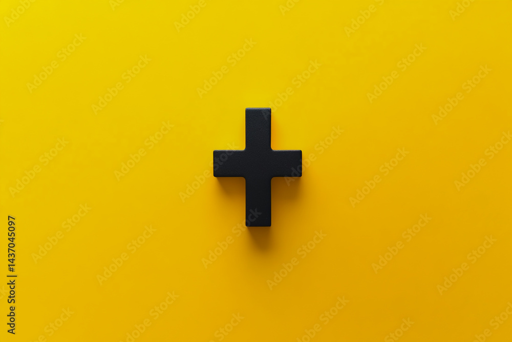 Obraz premium Minimalist design with yellow background, with dark black Instagram hashtag logo, clean and modern style.