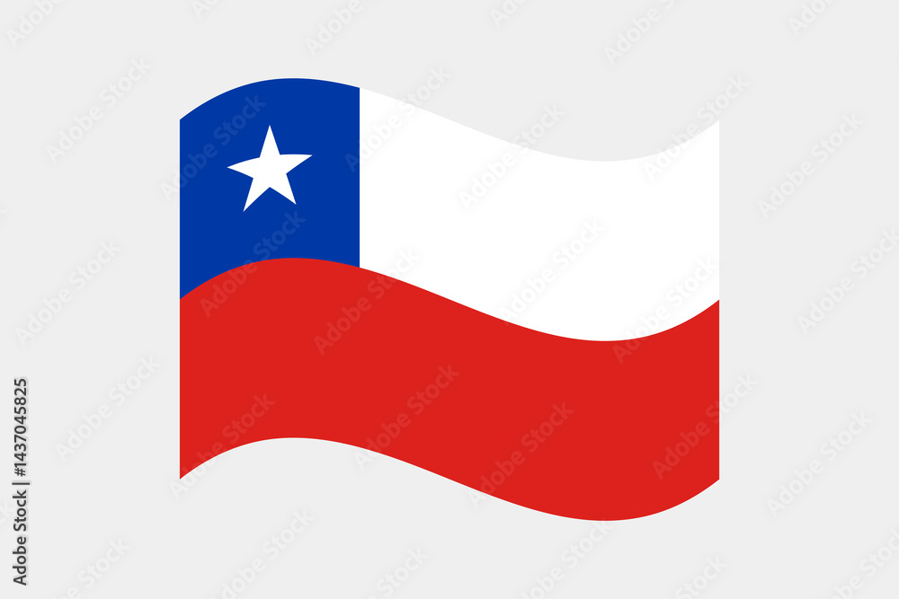 Fototapeta premium Flag of Chile. Chile wavy flag digital vector illustration. Fluttering flag.