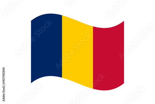 Flag of Chad. Chad wavy flag digital vector illustration. Fluttering flag.