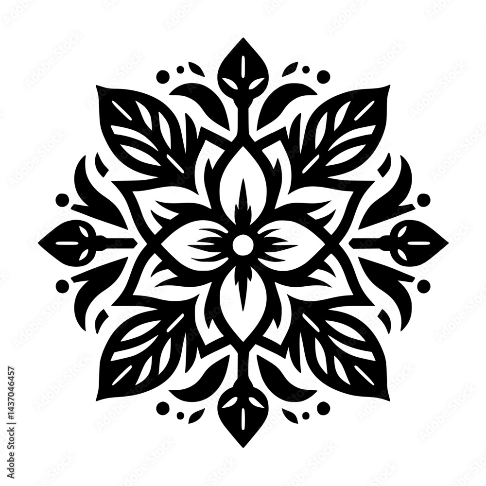 Fototapeta premium Elegant Black and White Floral Mandala Design